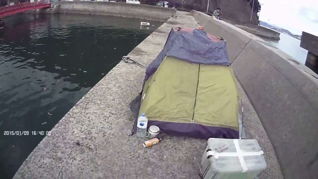 カブでキャンプ、キャンプで釣り　田島①