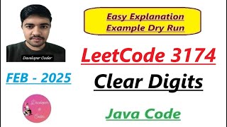 YouTube video 'Clear Digits | LeetCode 3174 | Java Code | Developer Coder'
