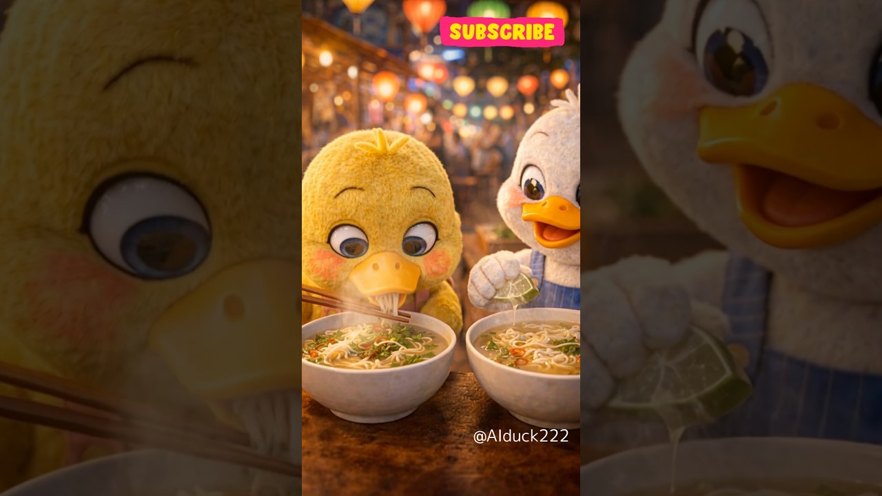 Ducks competing for the best noodle bowl #nightmarket #funny #cute