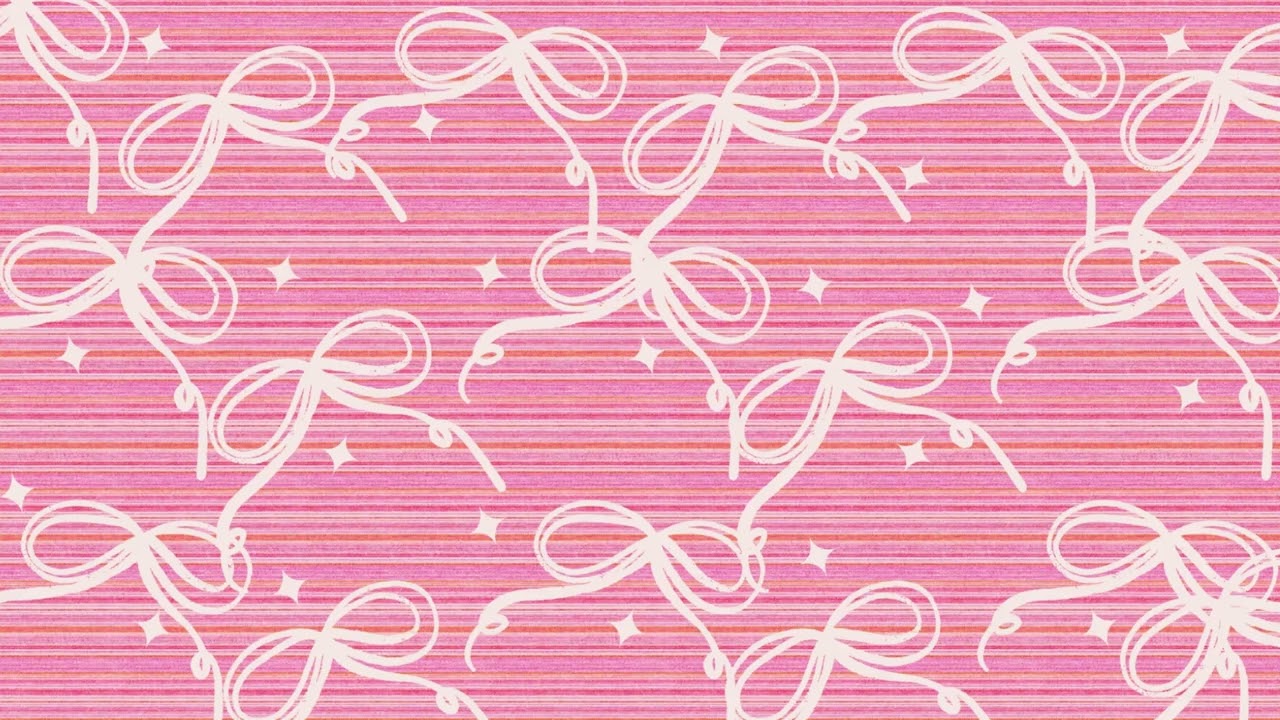 Pink Coquette Bow Screensaver With Lofi Music Beat Aesthetic Wallpaper Background