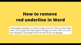 How to remove red underline in Word