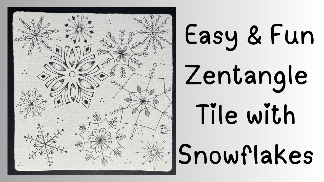 Fun and Easy Zentangle Tile with Snowflakes