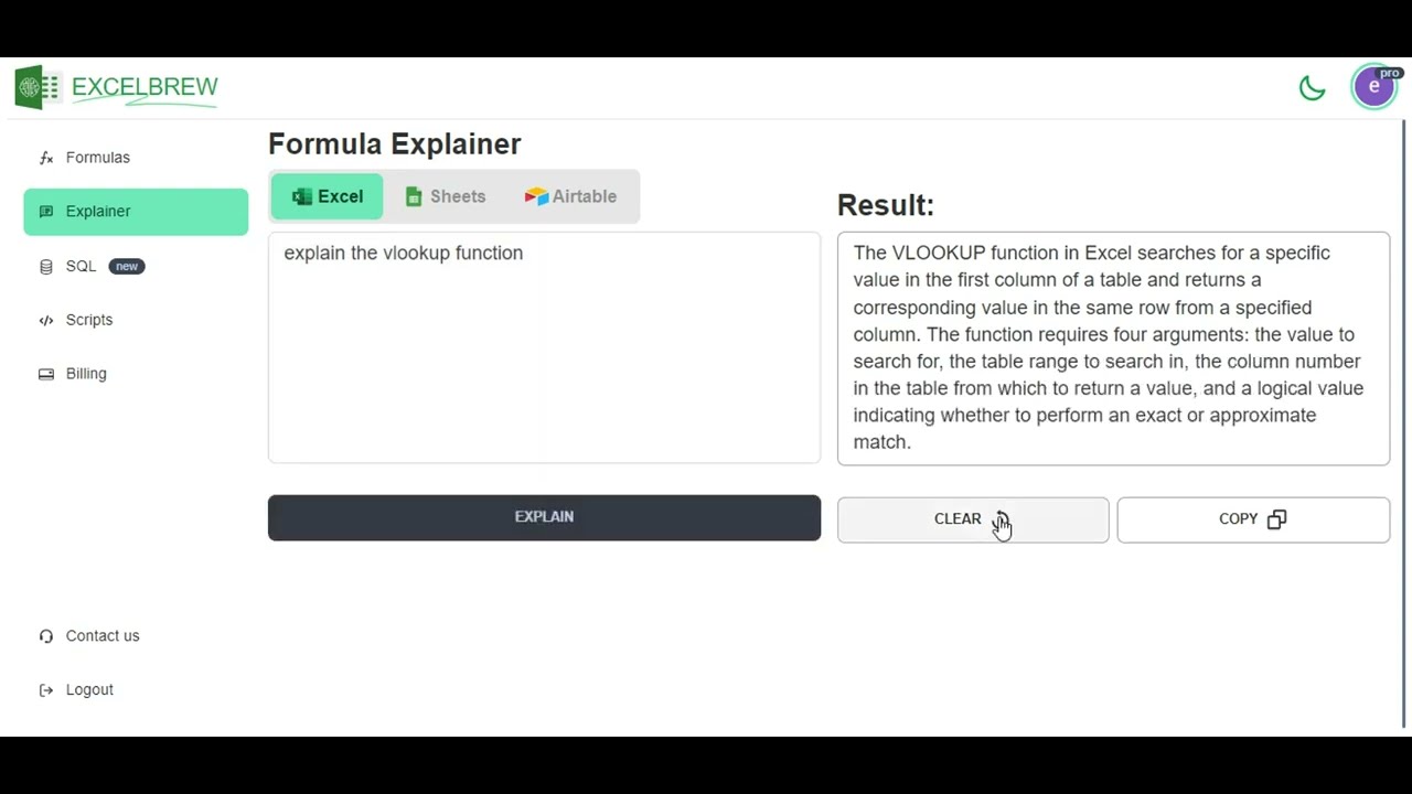 Explain Excel, Sheets and Airtable formula with AI https://gptexcel.uk #excel #ai