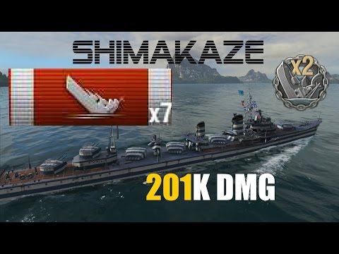 Tier X - SHIMAKAZE - 7 Kills | 201K DMG -World of Warships