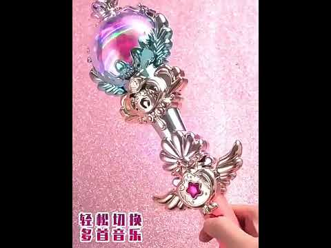 發光魔法棒83344 公主仙女棒 音樂魔法棒 旋轉魔法棒 女孩角色扮演玩具 大號 (影片必看 )