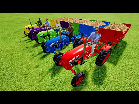 LOAD & TRANSPORT POTATOES WITH TINY COLORED BUCHER TRACTORS!-Farming Simulator 22