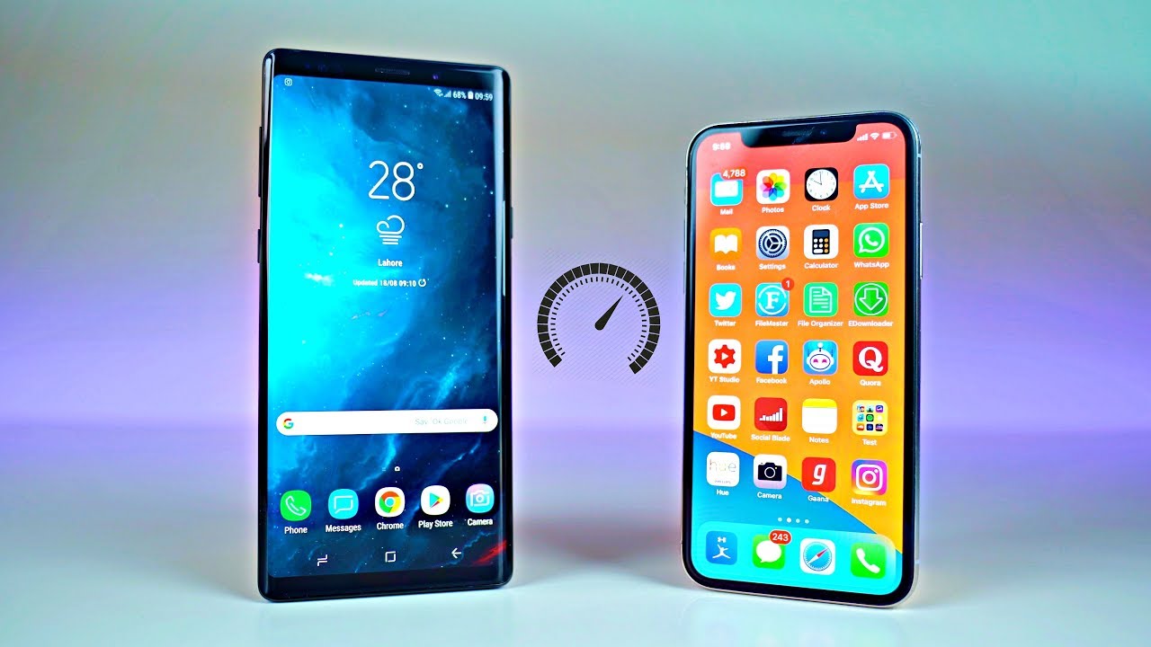 Samsung Galaxy Note 9 vs iPhone X iOS 12 - Speed Test!