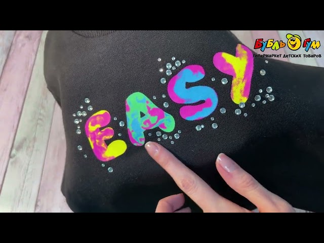 Толстовка Lanson Kids утепленная с надписью Easy черная - видео