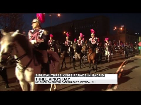 Biblical three king parade in Madrid