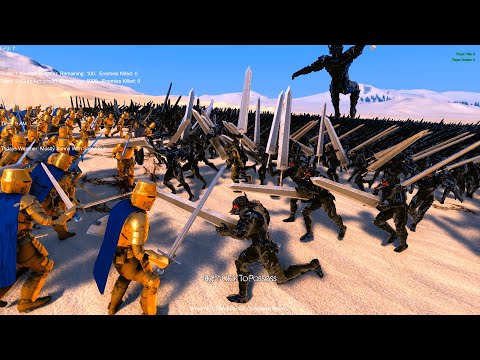 100 GOLDEN KNIGHTS Vs 5000 BLACK KNIGHTS - Ultimate Epic Battle Simulator | UEBS