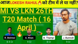 MI vs LKN  Team II MI vs LKN  Team Prediction II IPL 2022 II mi vs lkn