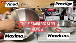 Steel kadai triply | Vinod | Maxima | Prestige | Hawkins | steel kadai Comparision | Review | Kadhai