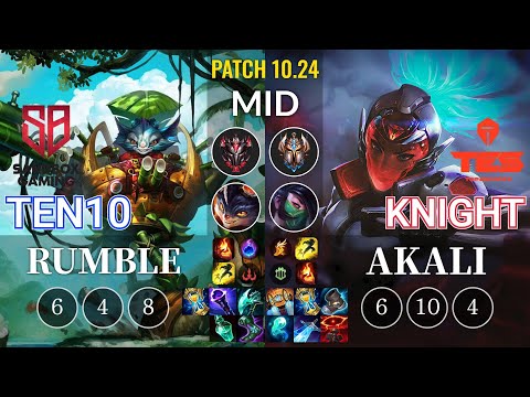 SB Ten10 Rumble vs TES knight Akali Mid - KR Patch 10.24
