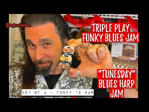 How To Not Suck jamming some Funky Blues - Blues Harmonica Jam  -  Rock Blues Harp - Tunesday 77