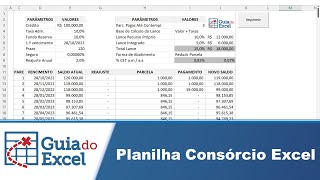 Planilha de Consórcio Excel - Simulação Consórcio Excel