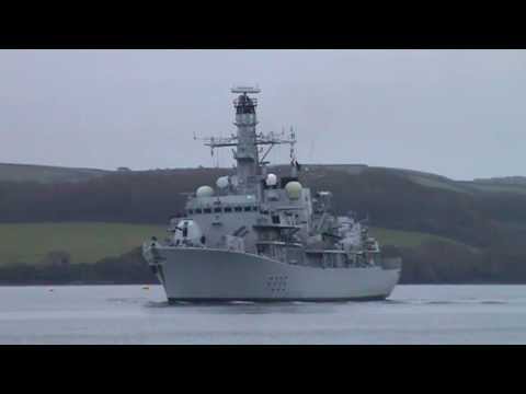 HMS MONMOUTH F235 passing Mount Wise 25.11.13