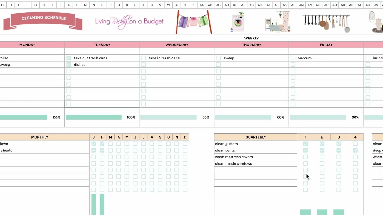 Household Cleaning Schedule Google Sheets