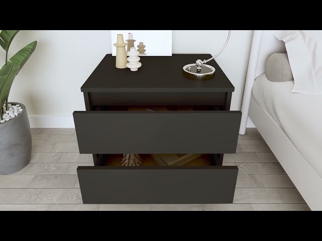 Video teaser per 806195 vidaXL Bed Cabinet Black 50x39x43,5 cm Engineered Wood