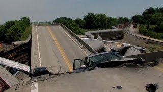 Two Freight Trains Collide Collapsing Highway Overpass