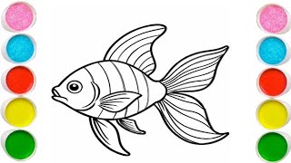 How to draw a fish easy step by step | Fish drawing and coloring tutorials for beginners@Izamnaart1