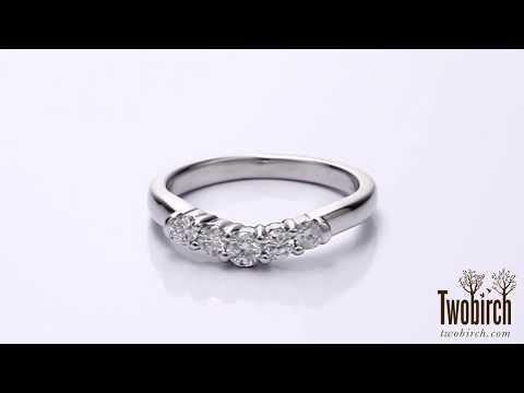 0.5ct. Five Stone Graduated Shared Prong Contoured Wedding Ring - TwoBirch TB-CR-0038-WG-H