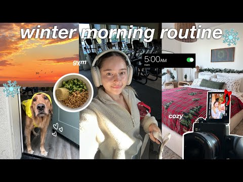 5AM COZY WINTER MORNING ROUTINE 🎄 productive + realistic