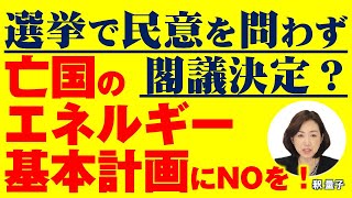 選挙で民意を問わずに閣議決定？亡国の「エネルギー基本計画」にNOを！（釈量子）
