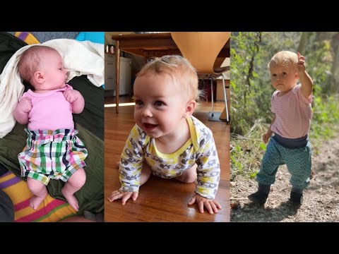 Baby lernt Rollen, Krabbeln, Robben, Gehen - Frühkindliche Fortbewegungsarten - inkl. erste Schritte