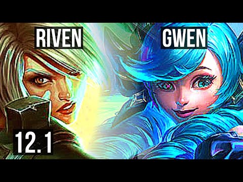 RIVEN vs GWEN (TOP) | Rank 1 Riven, Rank 4, 600+ games, 8/2/7 | KR Challenger | 12.1