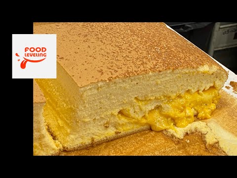 Cutting Jiggly Cake Original & Cheese, Giant Castella, Taiwan Ah Mah Egg Sponge Cake, カステラ, 카스텔라 케이크