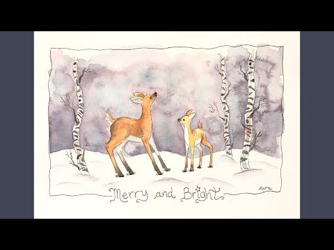 Deer Painting for Beginners - Easy Watercolor Winter Scene Tutorial