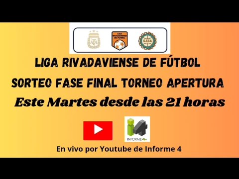 Sorteo fase final Torneo Apertura 2023 Liga Rivadaviense, Primera, reserva y Femenino
