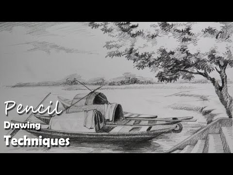 Mountains and Pine Tress Watercolor Pencil Landscape Drawing | steps to follow