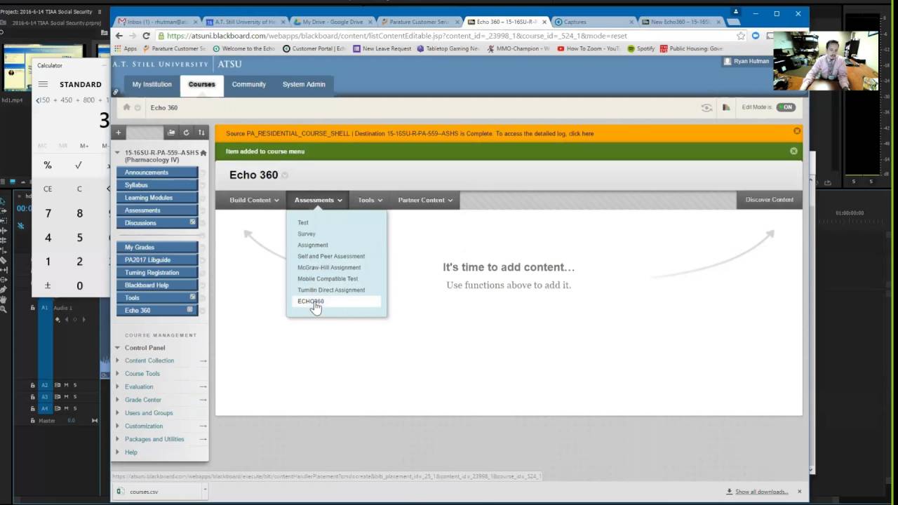 Linking a Blackboard course to an Echo360 section