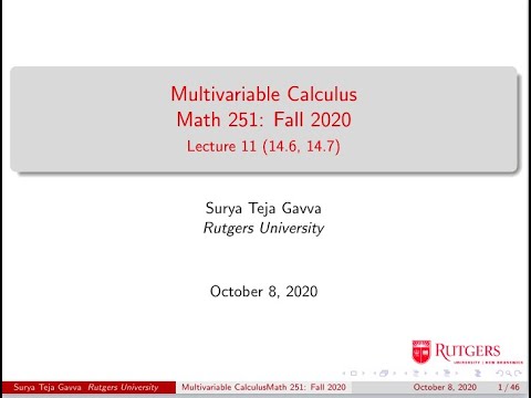 Multivariable Calculus 251 Lecture-11 (Linearization, Critical points, local Max/Min, Saddle)