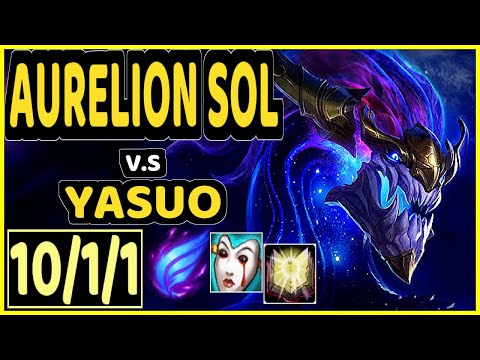 PEKIN WOOF (AURELION SOL) vs YASUO - 10/1/1 KDA MID GAMEPLAY - NA Ranked GRANDMASTER