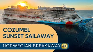 Norwegian Breakaway Sunset Sailaway from Cozumel with Horn | NCL Breakaway