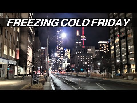 Super Cold Downtown Toronto Night Walk Down University (Jan 14, 22)