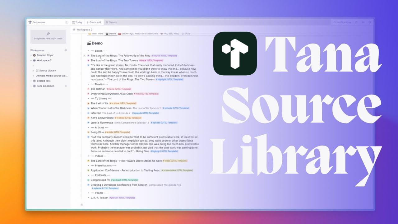 The Tana Ultimate Media Source Library Template (TRACK BOOKS, MOVIES, TV SHOWS, ARTICLES AND MORE!)