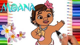 Moana Coloring Book | Disney Coloring Pages for Kids | Learn to Draw
