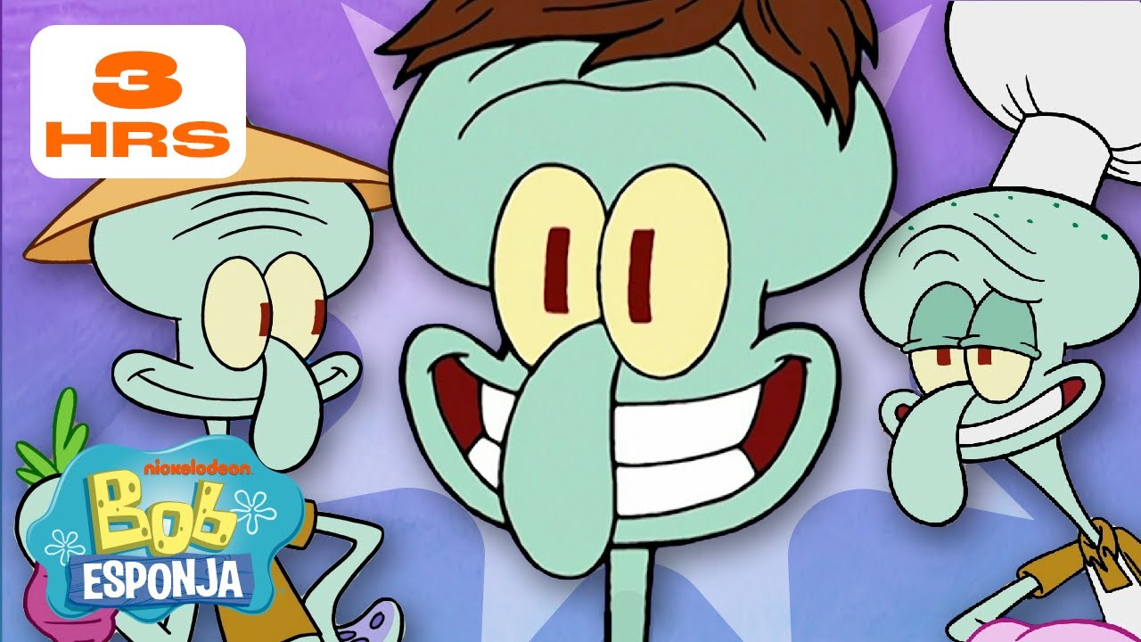 Bob Esponja | 3 Horas dos MELHORES Momentos do Lula Molusco! | Bob Esponja em Português