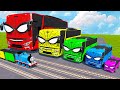 Big Small Colors Buses Spiderman Vs Train Thomas BeamNG Drive