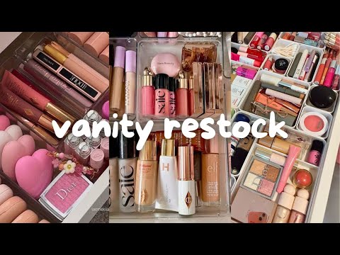 the ultimate vanity restock vid 🎀💄🧴 | satisfying organisation & aesthetic tiktok compilation