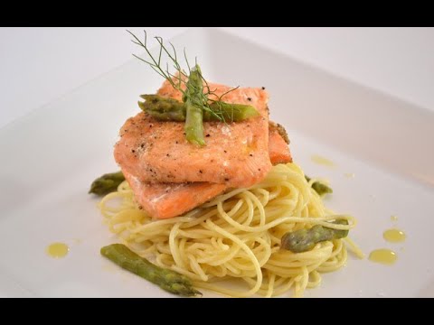 Roasted Salmon with Angel Hair Pasta