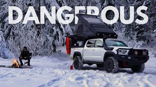 Snow Camping Alone in the Mountains - Things Got BAD.