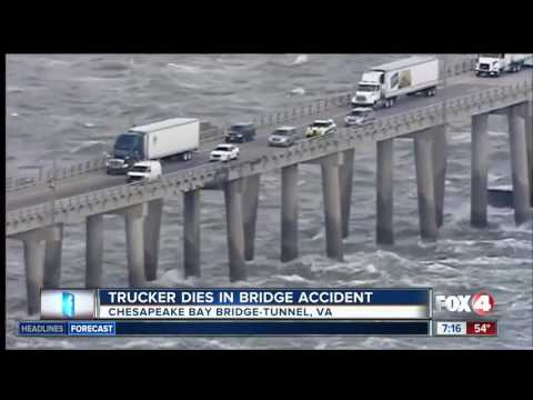 High winds blows truck off bridge