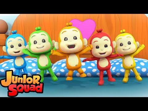 пять маленьких обезьян | детские песни | развивающий мультфильм | Junior Squad Russia | потешки