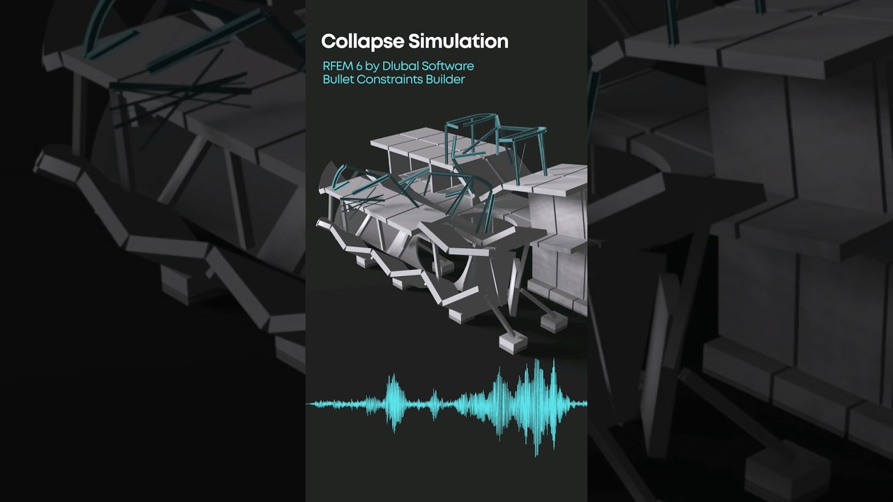 Structural collapse simulation of a reinforced concrete building during an earthquake.