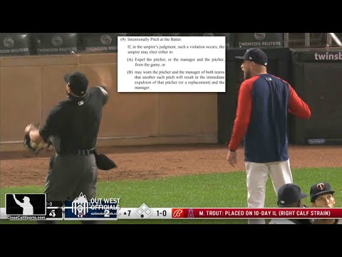 Ejections 044-45 - Umpire Jim Reynolds Ejects Tyler Duffey For Throwing at Yermin Mercedes in MIN