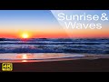 4k Sunrise On The Beach Relaxing Ocean Waves Sounds And Seagulls No Music